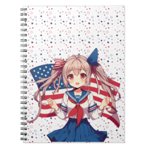 USA patriottische anime meisje Notitieboek