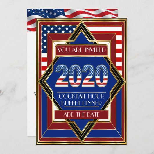 USA Patriottische Deco Uitnodiging (Voorkant / Achterkant)