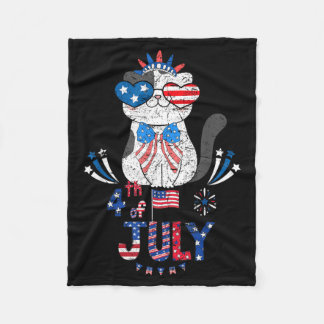 USA Patriottische Onafhankelijkheidsdag 4 juli Kat Fleece Deken