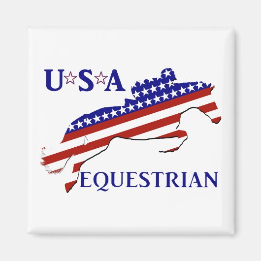 USA Patriottische Paardensport Magneet (Voorkant)