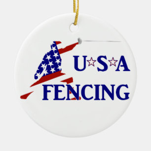 USA Patriottische Schermen En Garde Sport Keramisch Ornament