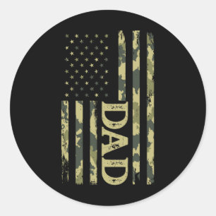 Usa Patriottische Vader Vaderdag Amerikaanse Vlag  Ronde Sticker