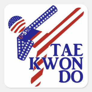 USA Patriottische vechtsporten TAEKWONDO Vierkante Sticker