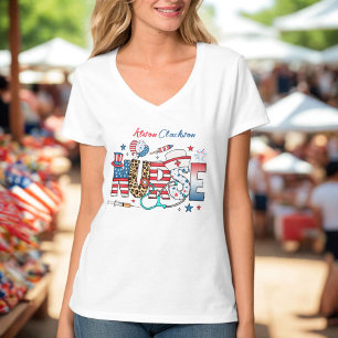 USA Patriottische Verpleegster 4 juli Icon Namen T-shirt