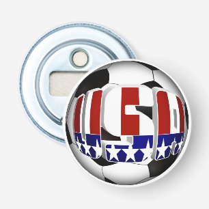 USA Patriottische VOETBAL Sporten Button Flesopener