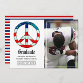 USA Peace Sign Afstuderen Foto Aankondiging (Voorkant / Achterkant)