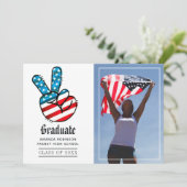 USA Peace Sign Afstuderen Foto Aankondiging (Staand voorkant)