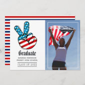 USA Peace Sign Afstuderen Foto Aankondiging (Voorkant / Achterkant)