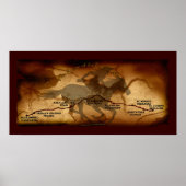 USA Pony Express Map Route Art Poster (Devant)