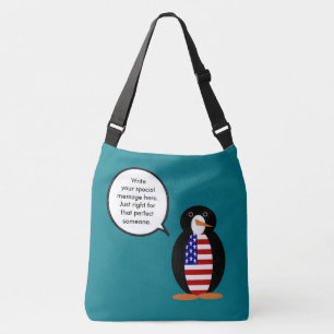 USA pratende mevrouw pinguïn gepersonaliseerd Crossbody Tas