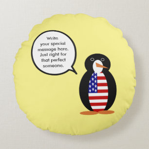 USA pratende mevrouw pinguïn gepersonaliseerd Rond Kussen