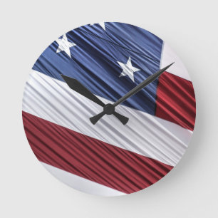 USA Red, White and Blue American Patriotic Flag Ronde Klok