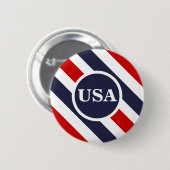 USA Red White Blue Striped Round Button (Voorkant /achterkant)