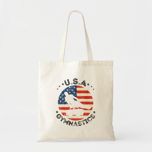 USA Retro Gymnastiek Team Ondersteuning USA Gymnas Tote Bag (Voorkant)