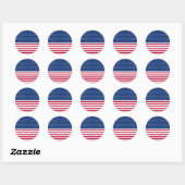 USA Rouge Bleu Blanc Etoiles Stripes Stickers Rond (Feuille)