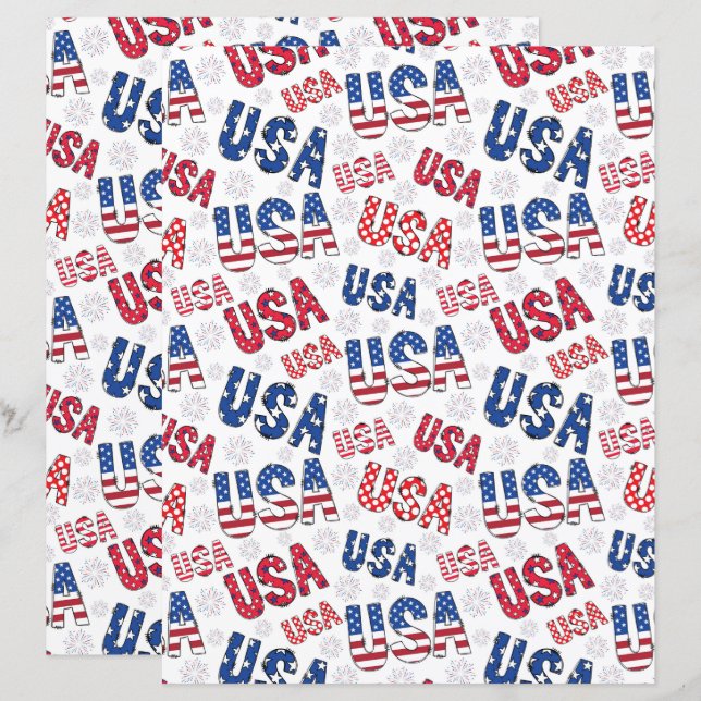 USA scrapbookpapier (Voorkant / Achterkant)