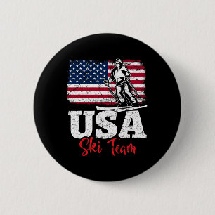 Usa Ski Team Amerika Skiën Wintersporten Us Skiën Ronde Button 5,7 Cm