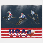 USA Skiing Fleece Blanket Deken (Voorkant (Horizontaal))