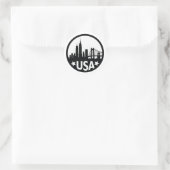 USA Skyline Silhouette Ronde Sticker (Tas)
