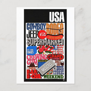USA Sleutelwoorden Reisposter Briefkaart
