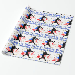 USA SOFTBALL SPELER HOUDT VAN SOFTBALL ONTWERP CADEAUPAPIER