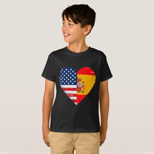 Usa Spain Heart - Dual Citizenship T-shirt (Voorkant volledig)