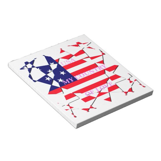 USA Star Spangled Love Mijn land van liefde Notitieblok (Schuin)