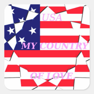 USA Star Spangled Love Mijn land van liefde Vierkante Sticker