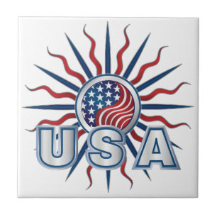 USA Starburst Yin Yang Tegeltje