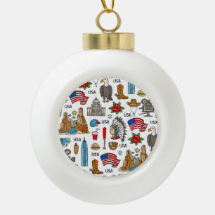 USA Symbolen  Naadloos Patroon Keramische Bal Ornament