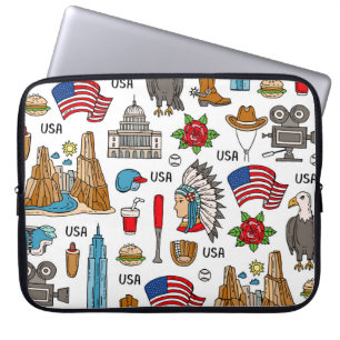 USA Symbolen Naadloos Patroon Laptop Sleeve