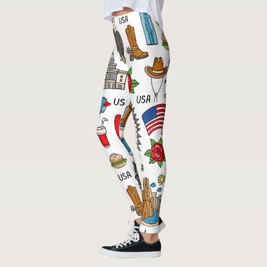 USA Symbolen Naadloos Patroon Leggings (Links)