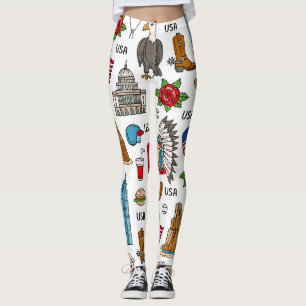USA Symbolen Naadloos Patroon Leggings