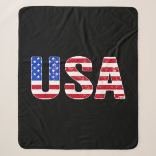 USA T-shirt Patriotische Amerikaanse Vlag Mannen V Sherpa Deken