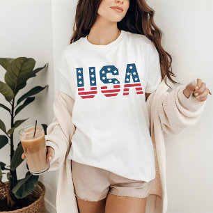 USA T-shirt voor haar & hem, 4 juli Patriottisch