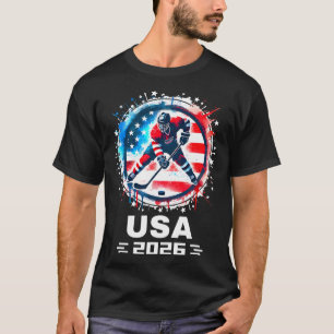 Usa Team 2026 Hockey Amerikaanse Vlag Vrouwen Mann T-shirt