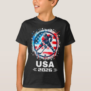 Usa Team 2026 Hockey Amerikaanse Vlag Vrouwen Mann T-shirt