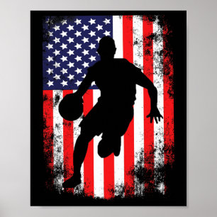 USA Team Basketbalsupporter American Patriotic F Poster