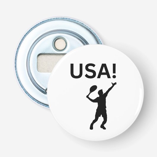 USA tennisser met stip als bal Button Flesopener (Voorkant)