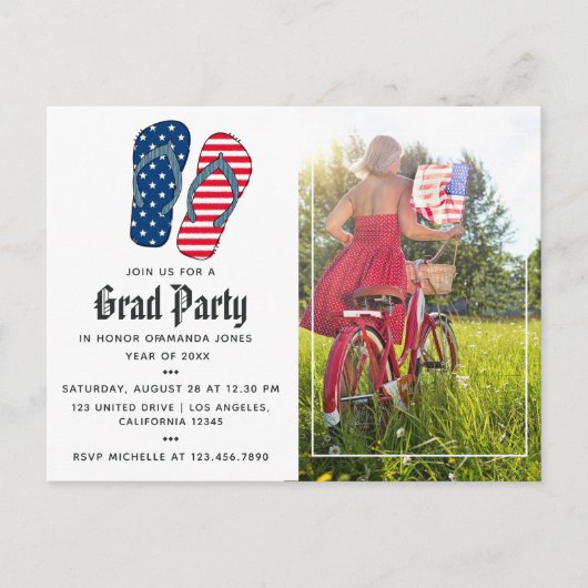 USA themed Afstuderen Photo Invitation Briefkaart (Voorkant)