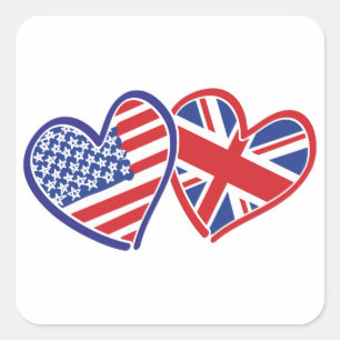 USA—UK—Love Vierkante Sticker