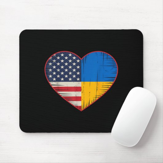 Usa Ukraine Heart - Dual Citizenship Muismat (Met muis)