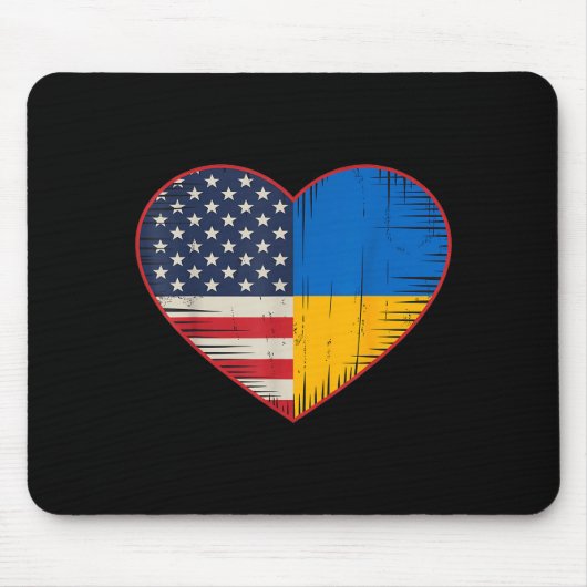 Usa Ukraine Heart - Dual Citizenship Muismat (Voorkant)