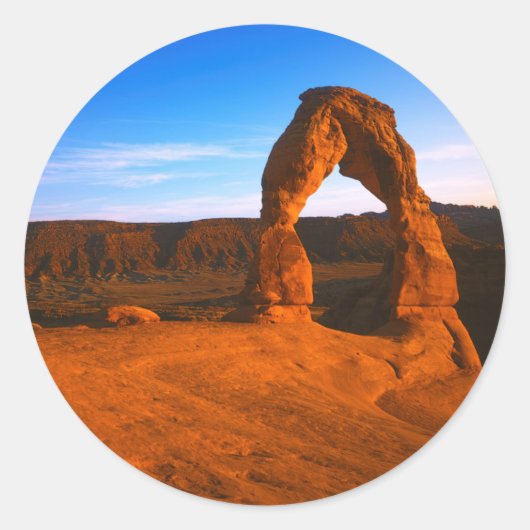 USA, Utah, Arches National Park, Delicate Arch Ronde Sticker (Voorkant)