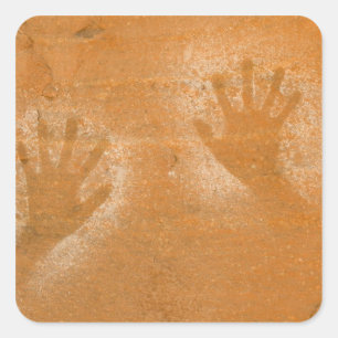 USA, Utah, Pictograaf Hand-prints op zandsteen, Vierkante Sticker