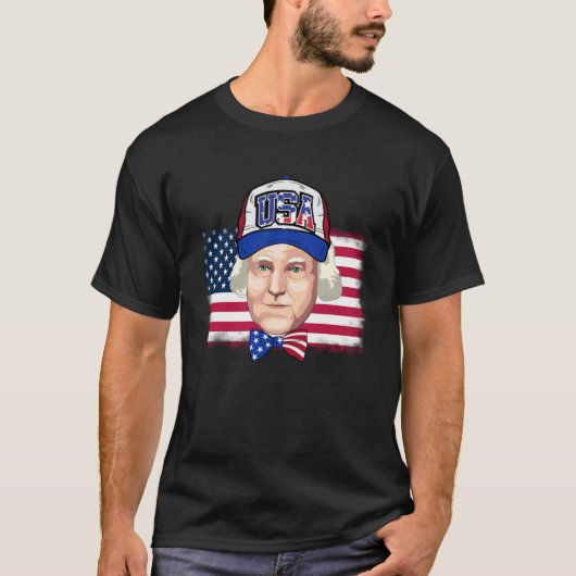 USA Vlag Amerikaanse Cap George Washington Pullove T-shirt (Voorkant)