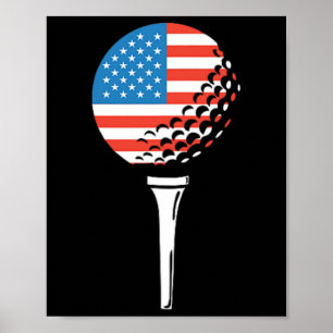Usa Vlag Amerikaanse Golf Tee Linker Borst Logo Sc Poster