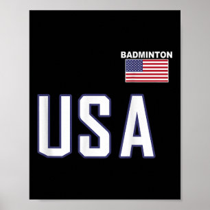 Usa Vlag Badminton Team Cool Speler Uitrusting Man Poster