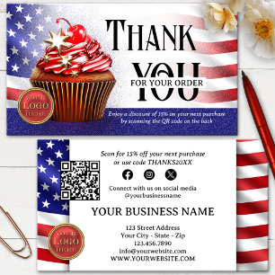 USA-vlag Cupcake QR-code Bedankt voor uw bestellin Visitekaartje