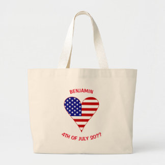 USA Vlag Hart Funky Rood Persoonlijk Grote Tote Bag